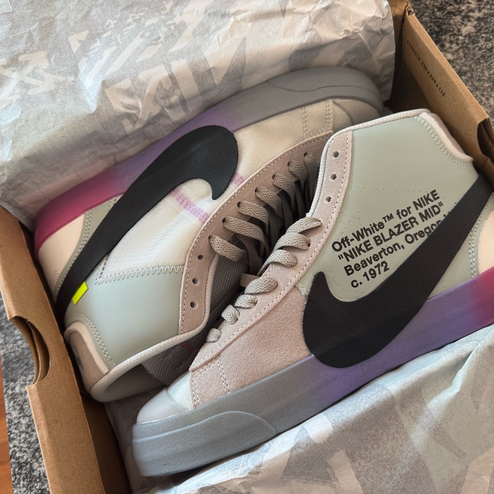 Nike Blazer Mid Off-White Gray and Purple